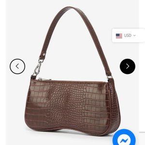 JW PEI Eva Shoulder Baguette Bag in Brown Croc Vegan Faux Leather